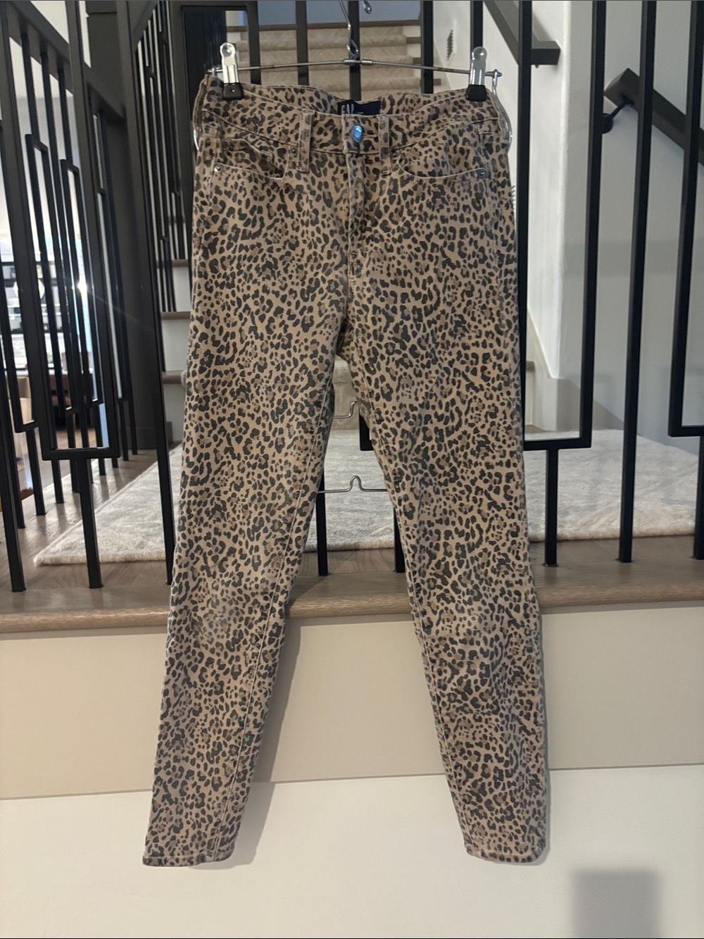 GAP Women’s Leopard Print Skinny Jeans - Tan and Black